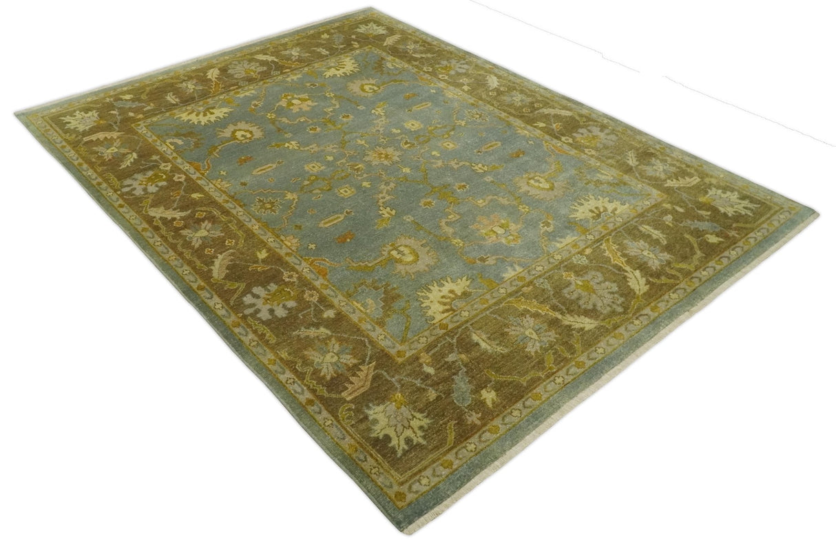 Antique Traditional Persian Gray and Brown 8x10 Hand Knotted Wool Rug