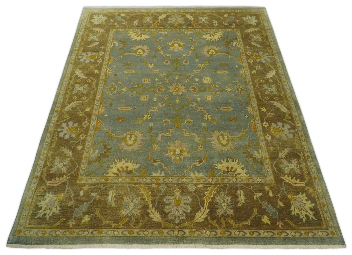 Antique Traditional Persian Gray and Brown 8x10 Hand Knotted Wool Rug