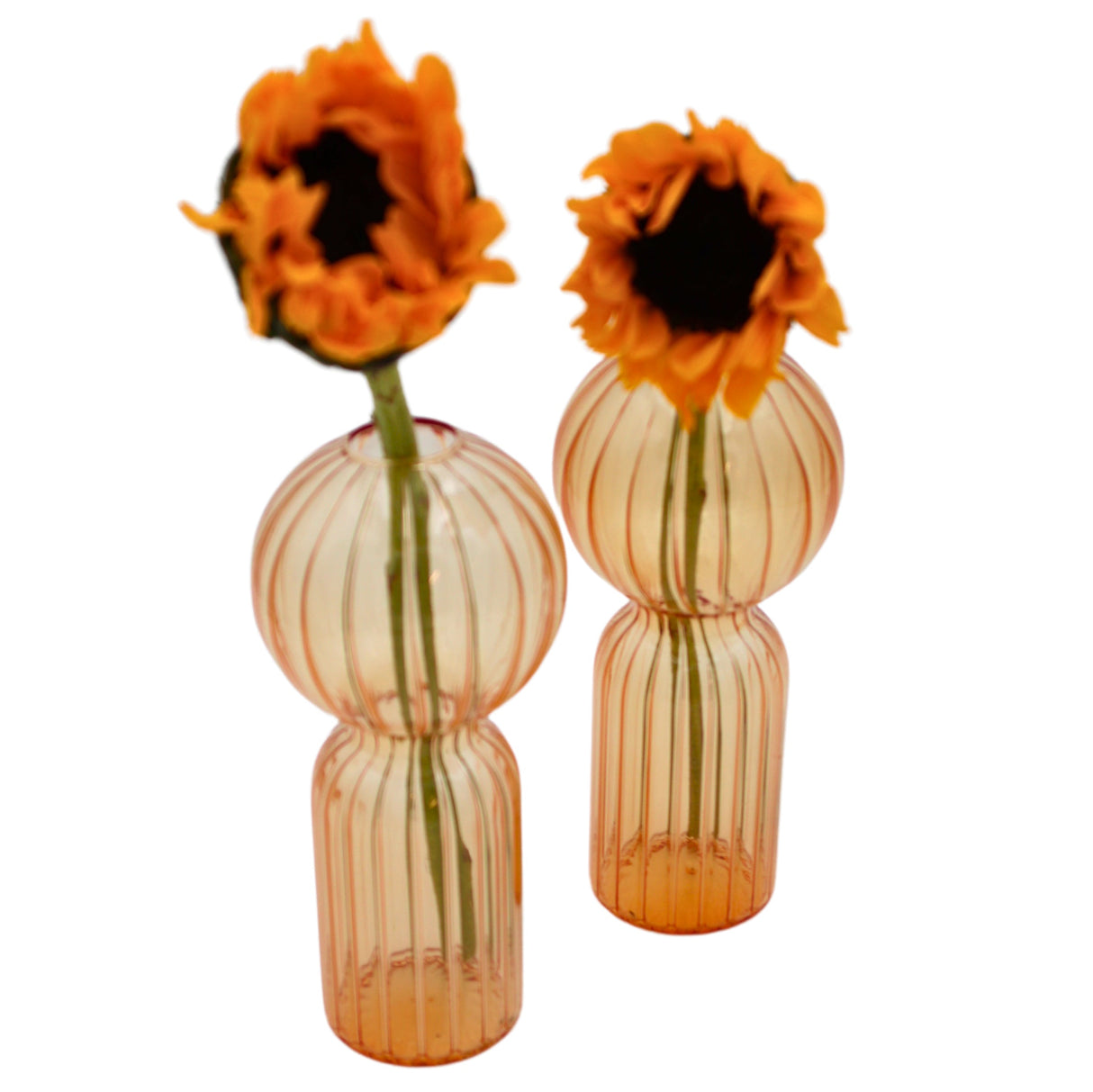 Apricot Ribbed Vase - Pair-Decorative vase-Parc Decor
