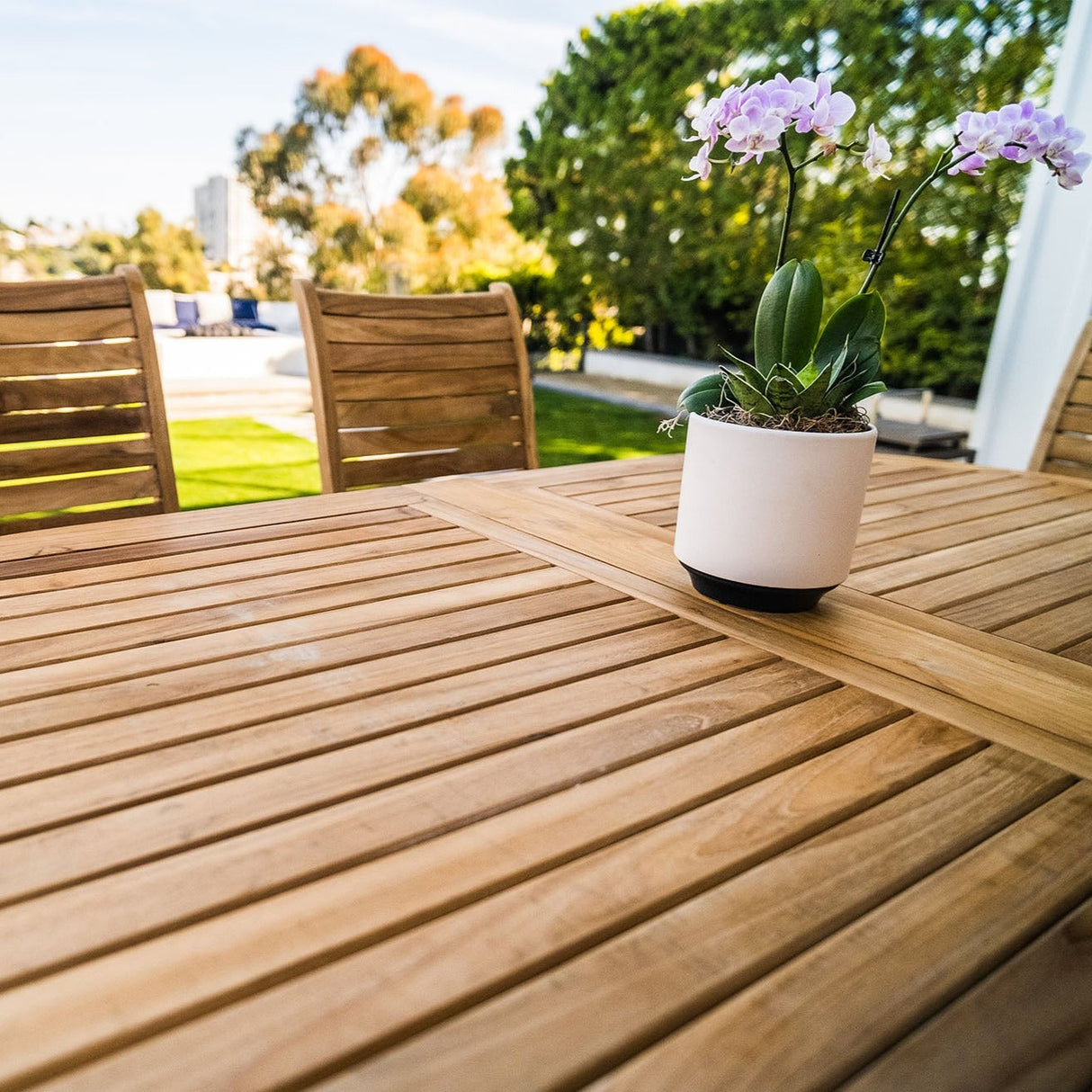 Åre Adjustable Natural Teak Outdoor Dining Table-Dining Table-Parc Decor