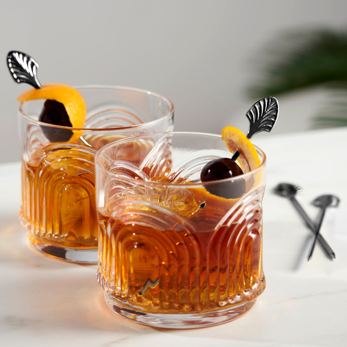 Art Deco Cocktail Picks in Gunmetal Set of 4-product_type::metal_cocktail_picks-Parc Decor