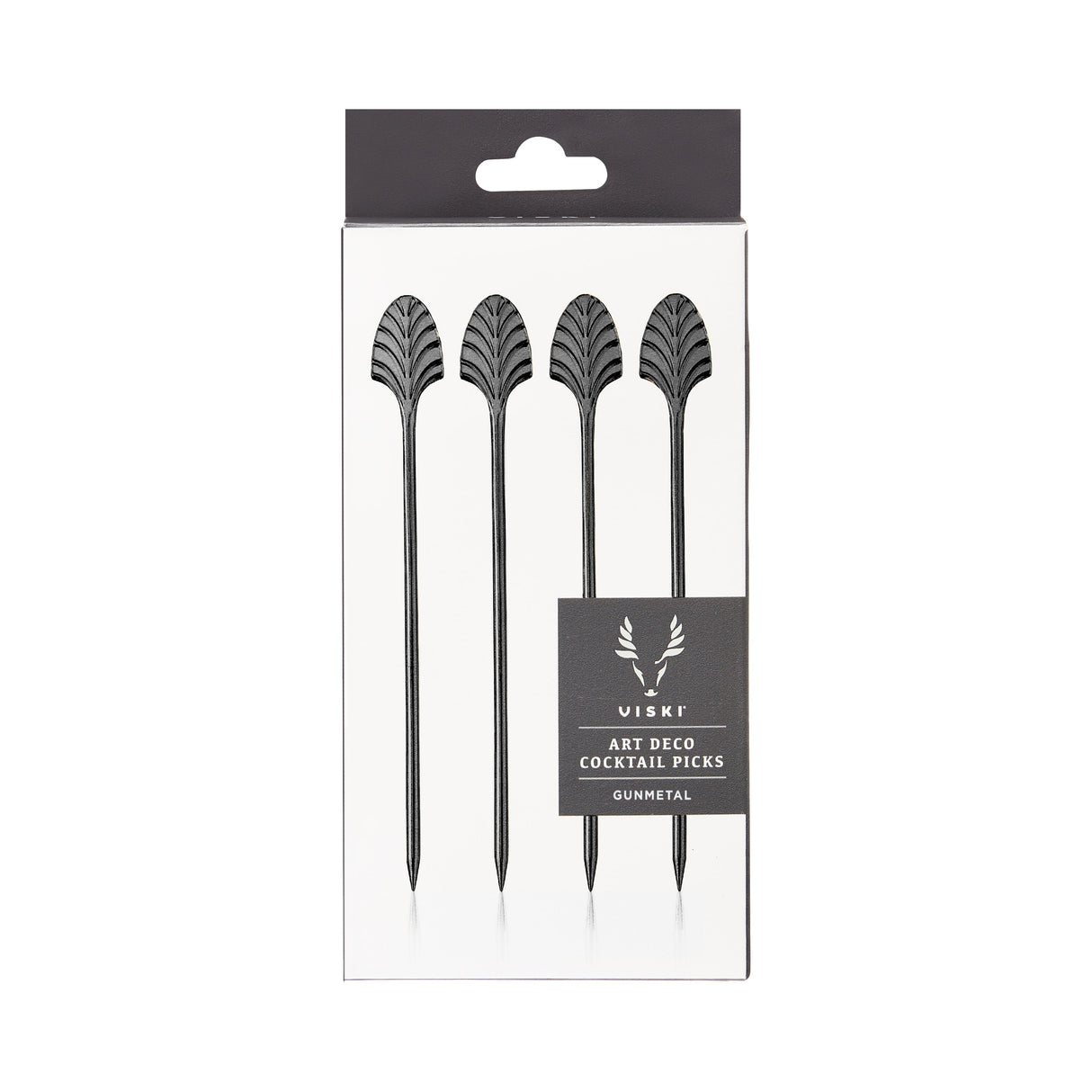 Art Deco Cocktail Picks in Gunmetal Set of 4-product_type::metal_cocktail_picks-Parc Decor