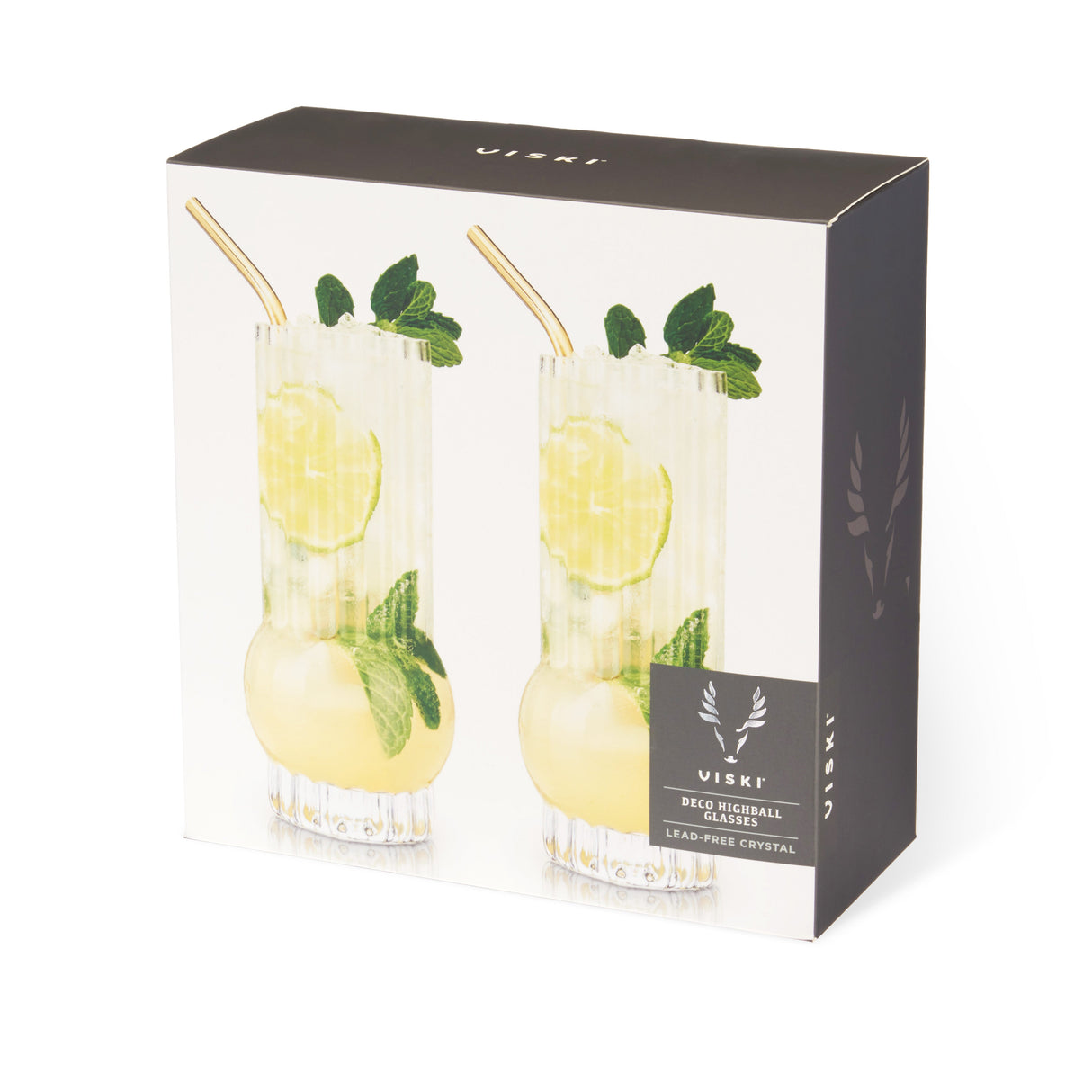 Art Deco Crystal Highball Glasses Set of 2-product_type::stemless_cocktail_glasses-Parc Decor