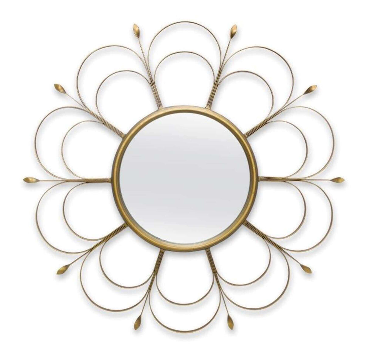 Art Deco Round Flower Wall Mirror in Gold Iron-Mirror-Parc Decor
