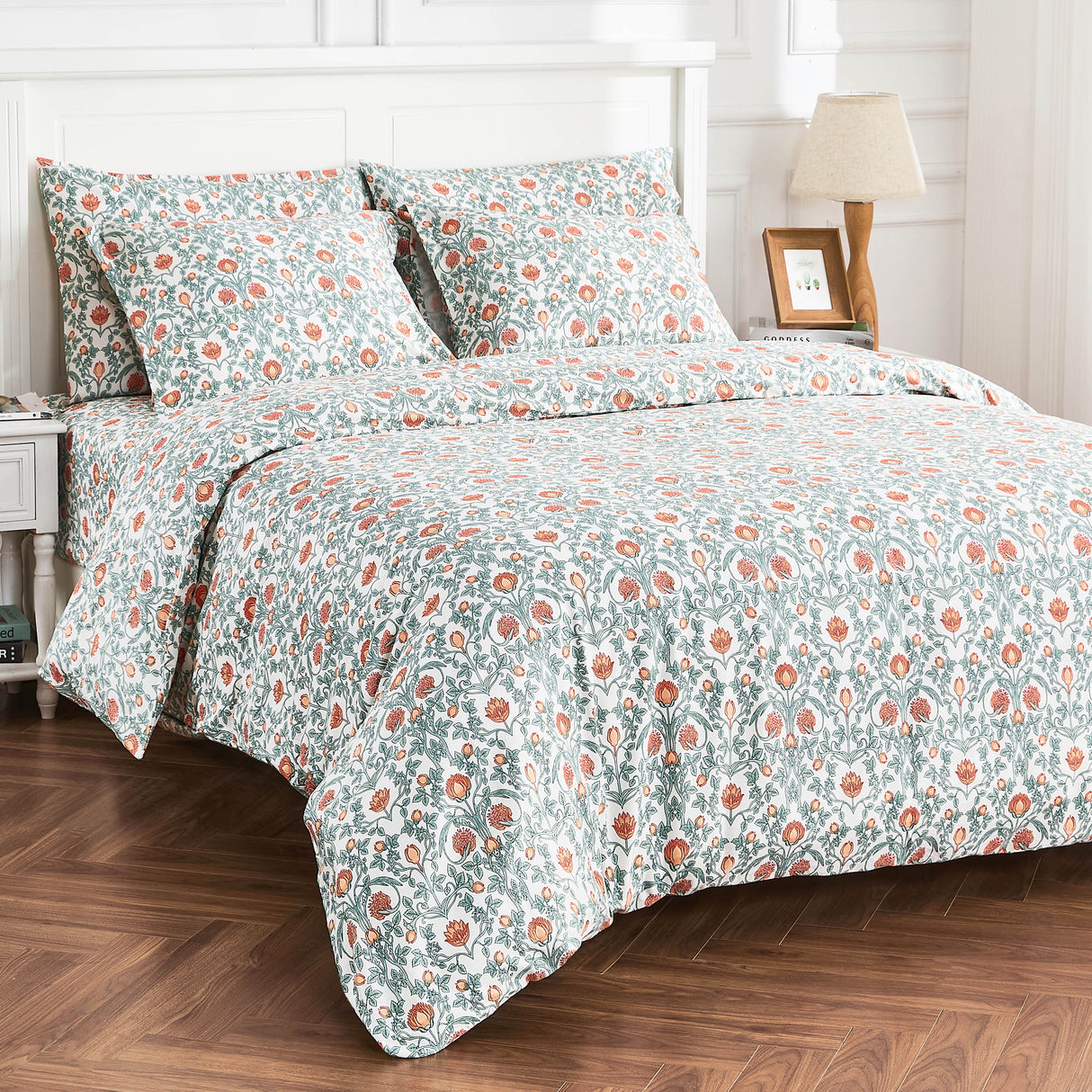 Arts & Crafts Floral Printed Duvet Set-Duvets-Parc Decor