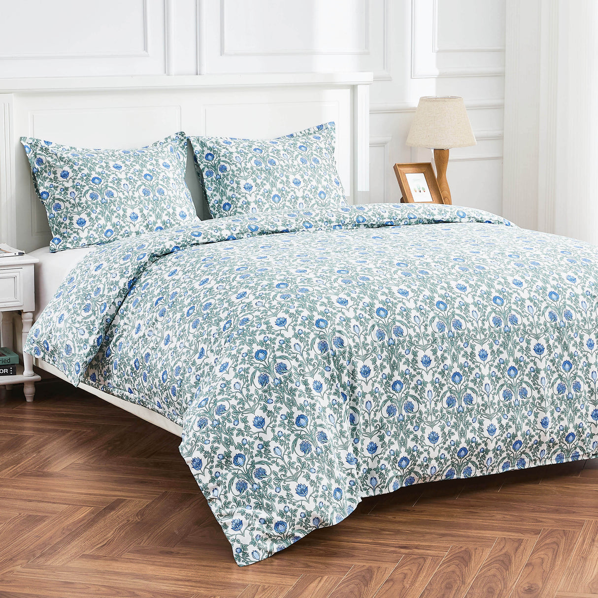 Arts & Crafts Floral Printed Duvet Set-Duvets-Parc Decor
