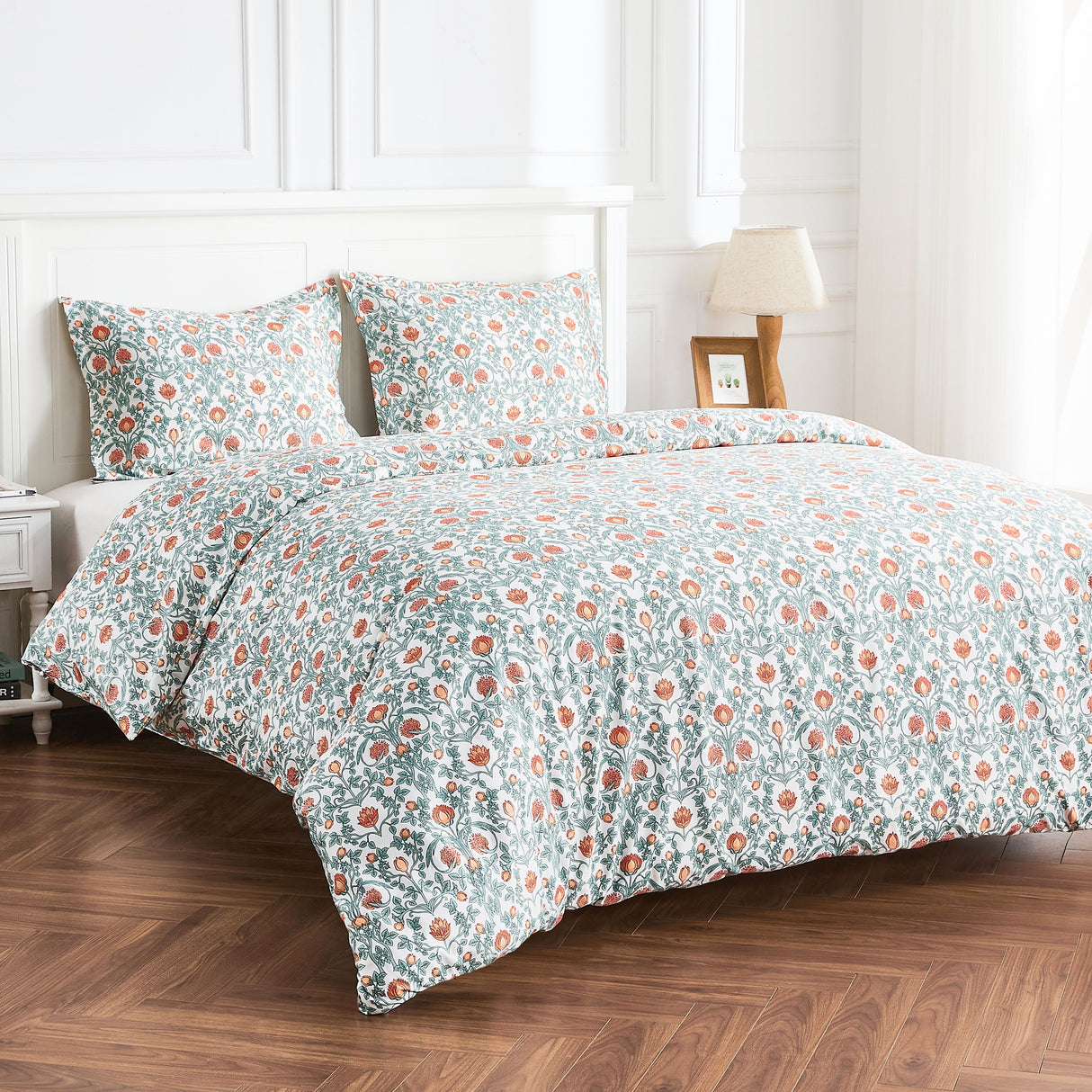 Arts & Crafts Floral Printed Duvet Set-Duvets-Parc Decor