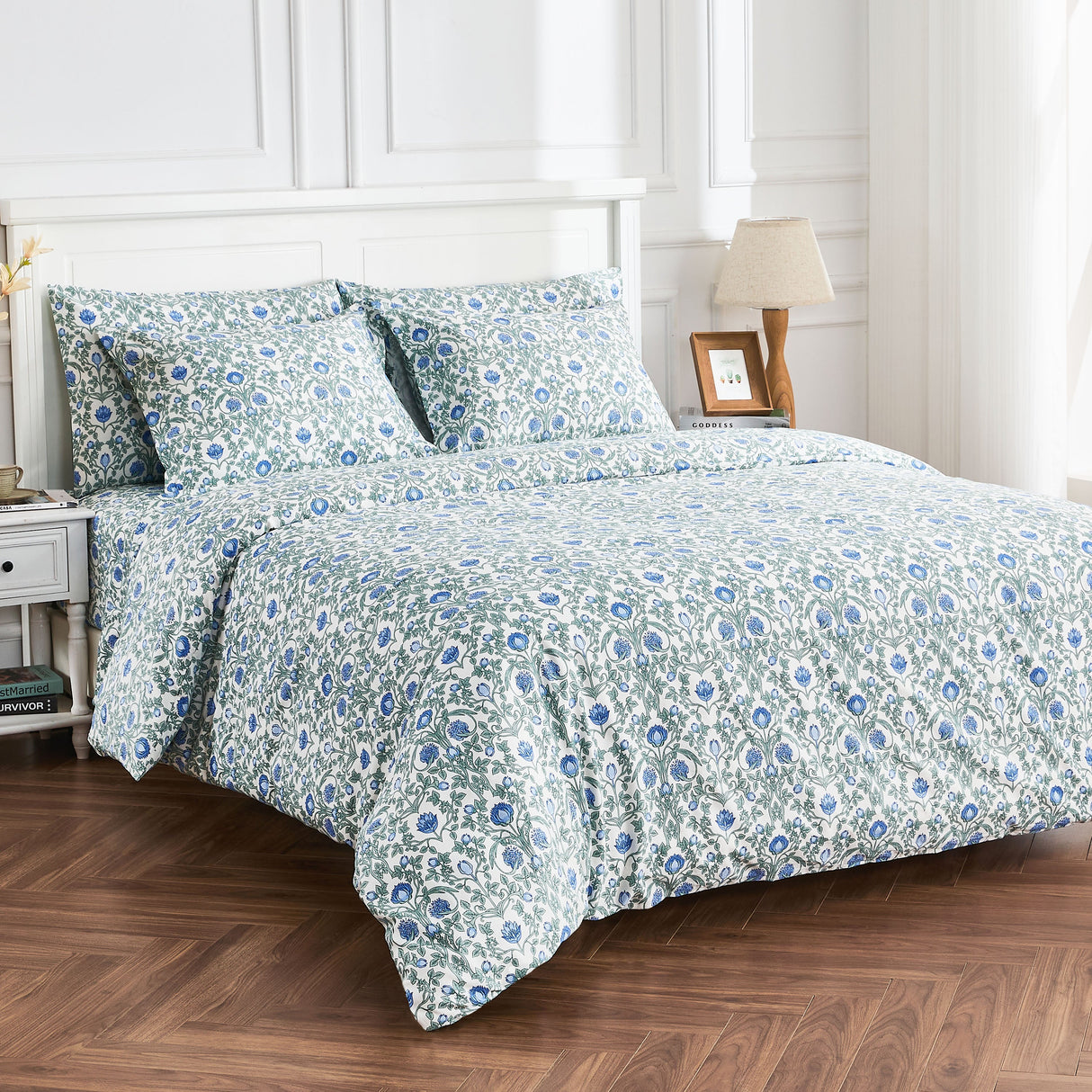 Arts & Crafts Floral Printed Duvet Set-Duvets-Parc Decor