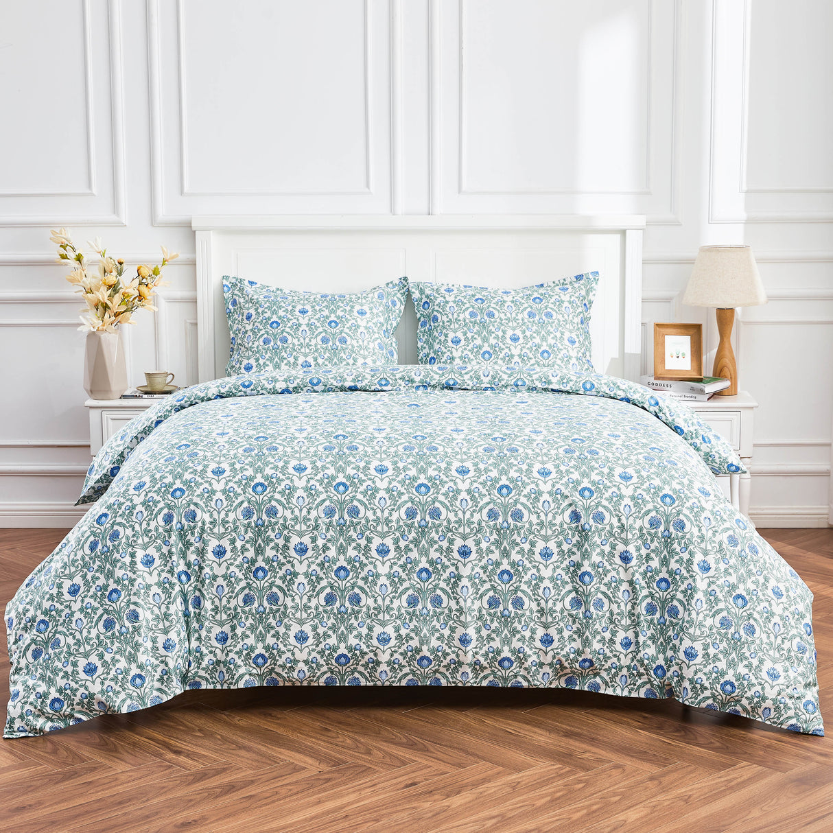 Arts & Crafts Floral Printed Duvet Set-Duvets-Parc Decor