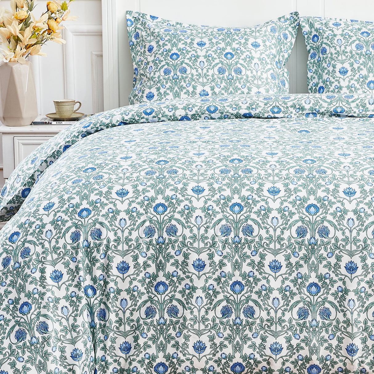 Arts & Crafts Floral Printed Duvet Set-Duvets-Parc Decor