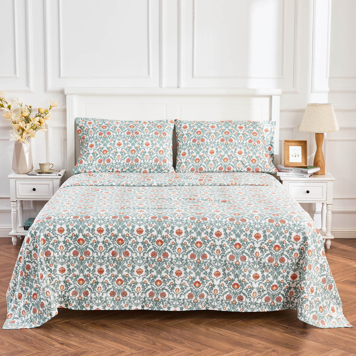 Arts & Crafts Floral Printed Sheet Set-Sheets-Parc Decor