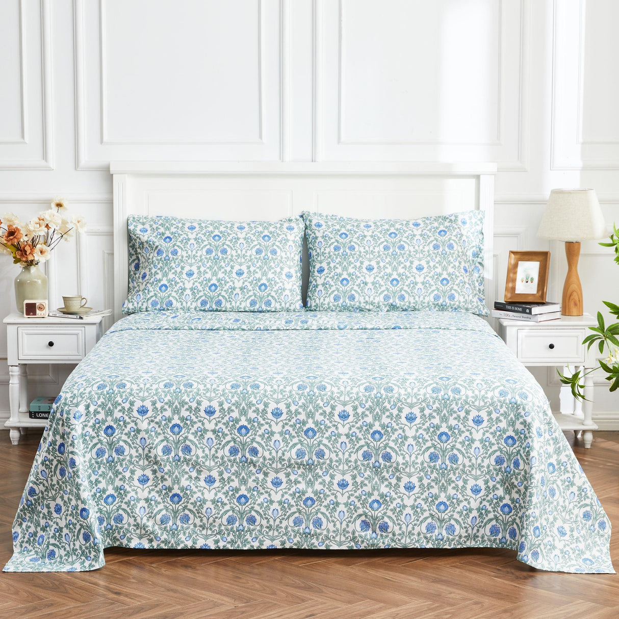 Arts & Crafts Floral Printed Sheet Set-Sheets-Parc Decor