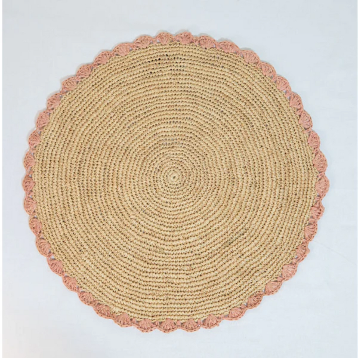 Aura Pink edge placemat, Woven raffia tabletop-table tops-Parc Decor