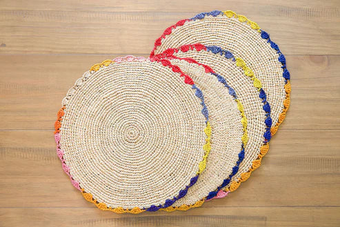 Aura raffia tabletop, colorful edge placemat-table tops-Parc Decor