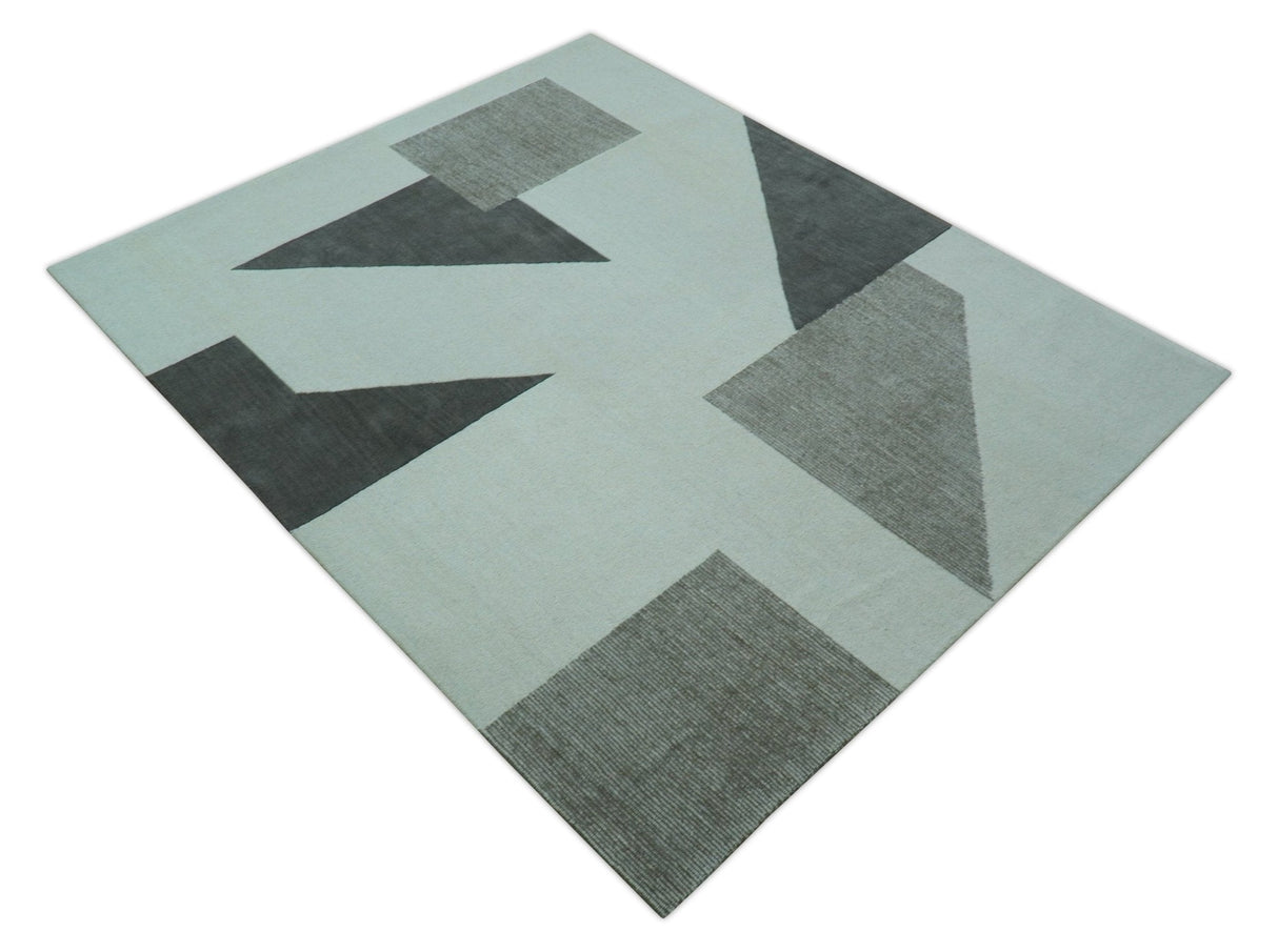 Azure Custom Made Geometrical Charcoal And Gray Hand Tufted Wool Rug