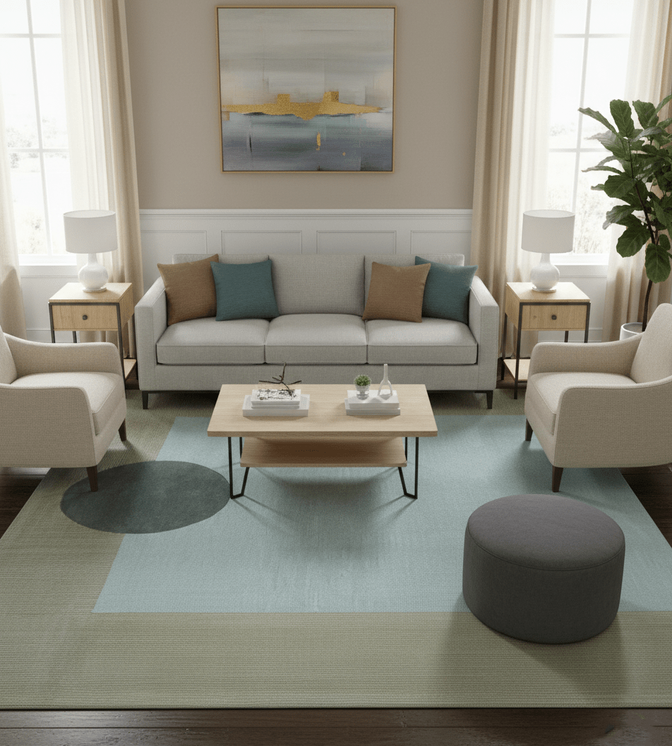 Azure Custom Made Modern Design Gray and Brown Hand Tufted Wool Rug