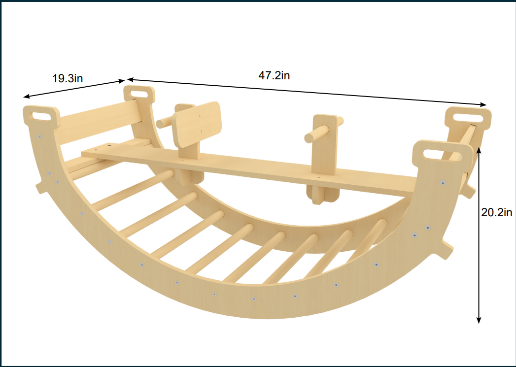 Bailis | 3-in-1 Wooden Climbing Arch, Rocker and Seesaw for Toddlers