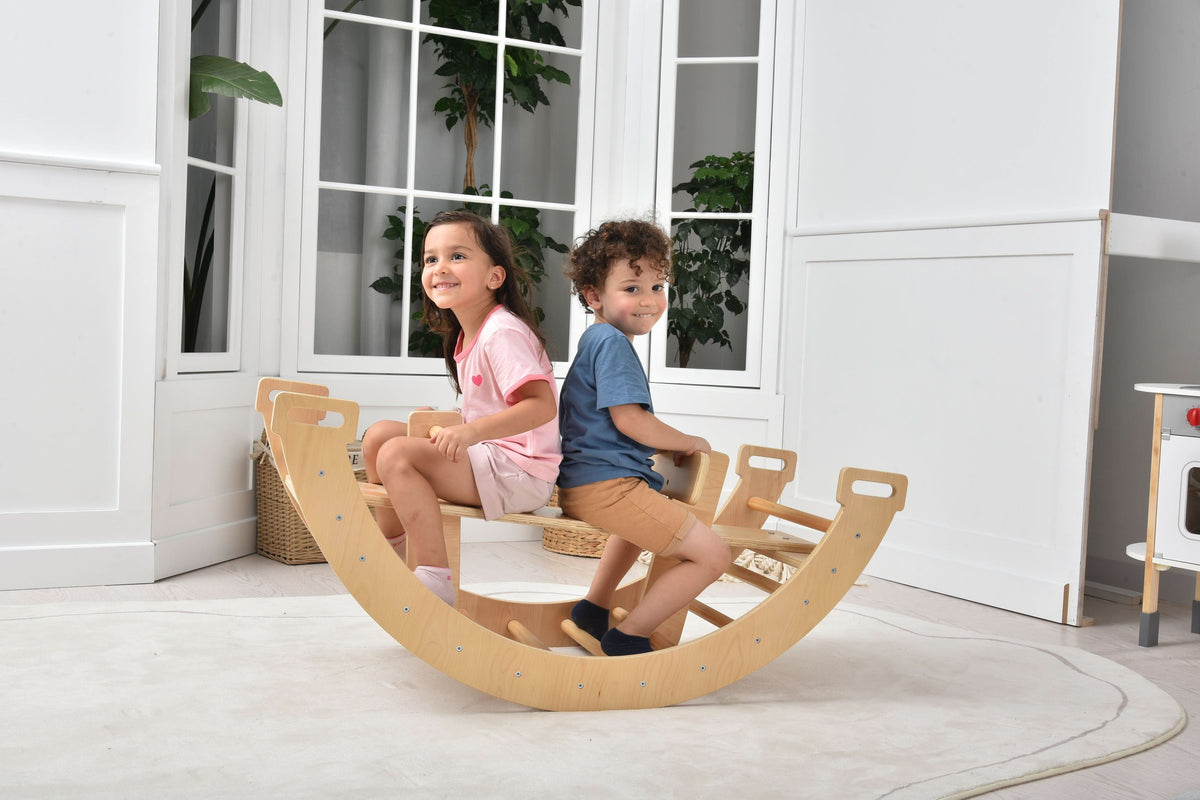 Bailis | 3-in-1 Wooden Climbing Arch, Rocker and Seesaw for Toddlers