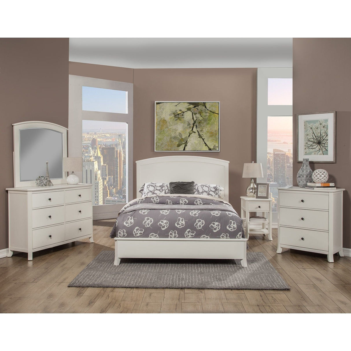 Baker Panel Bed, White-Beds-Parc Decor