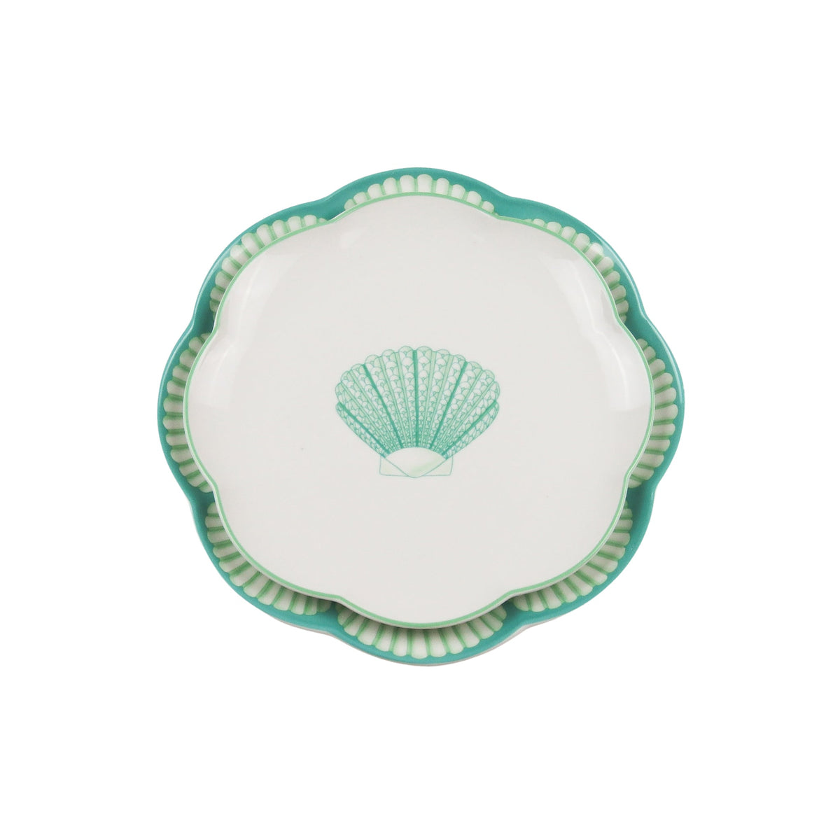 Balearic Blu Scalloped Ceramic Dinner Plates – Set of 4 (+1 Bonus Plate)