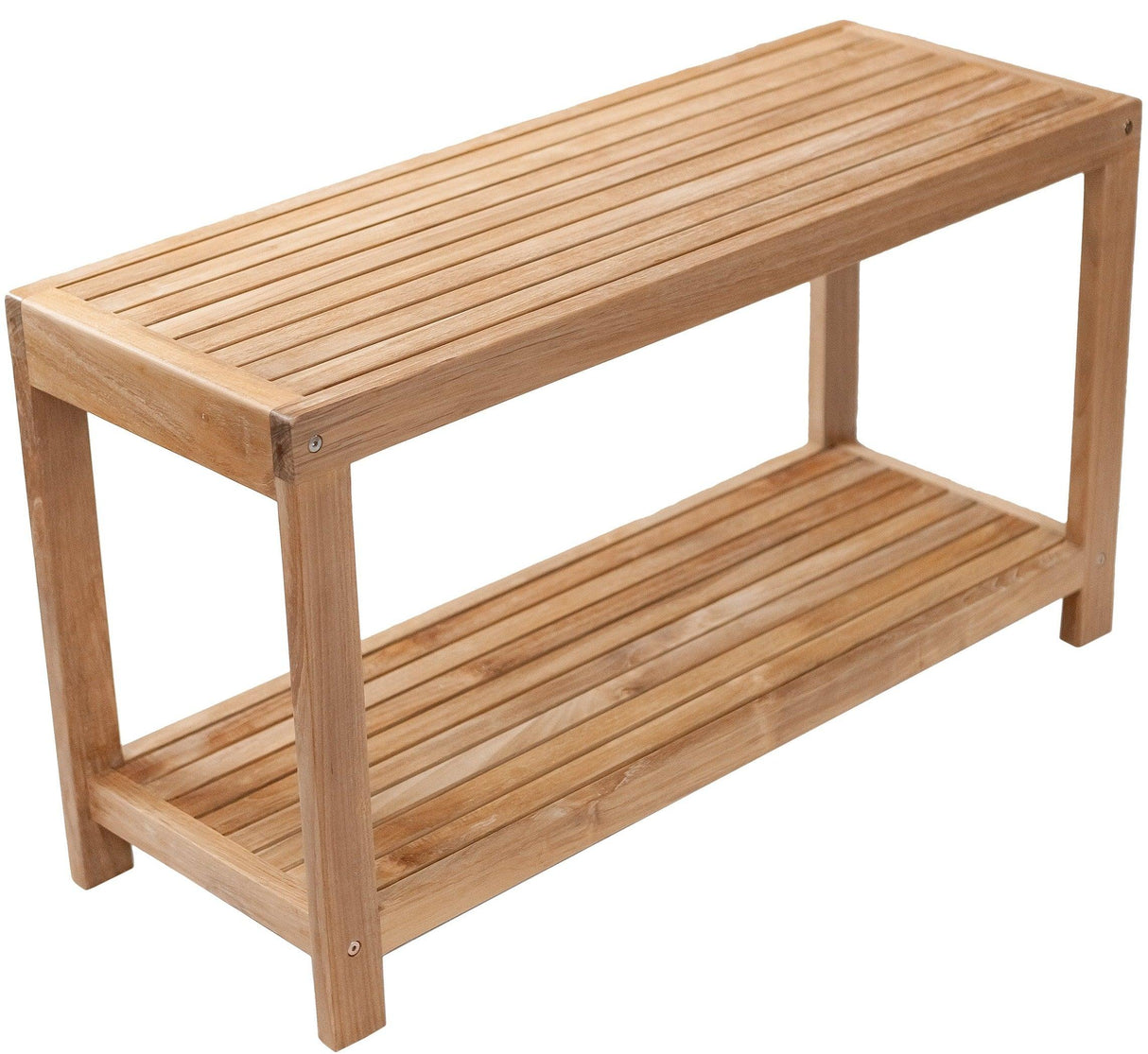 Bali Natural Teak Shower and Bath Spa Bench with Shelf-Bench-Parc Decor