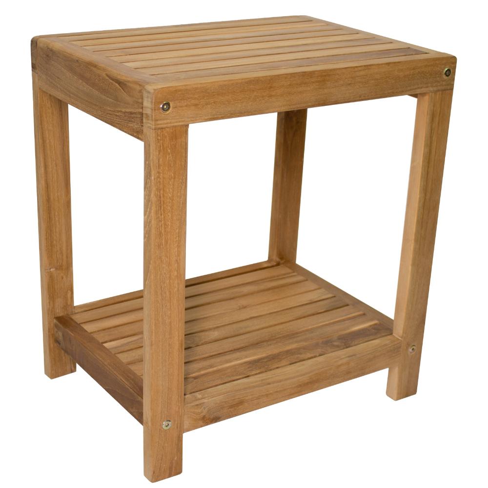 Bali Teak Shower and Bath Spa Bench with Shelf-Parc Decor