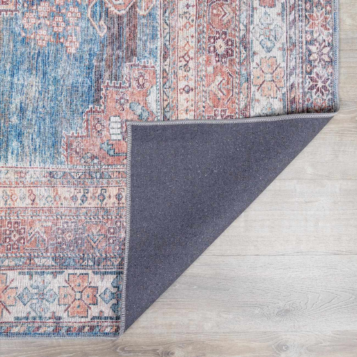 Baltinglass Rust & Blue Washable Area Rug - Clearance-Rugs-Parc Decor