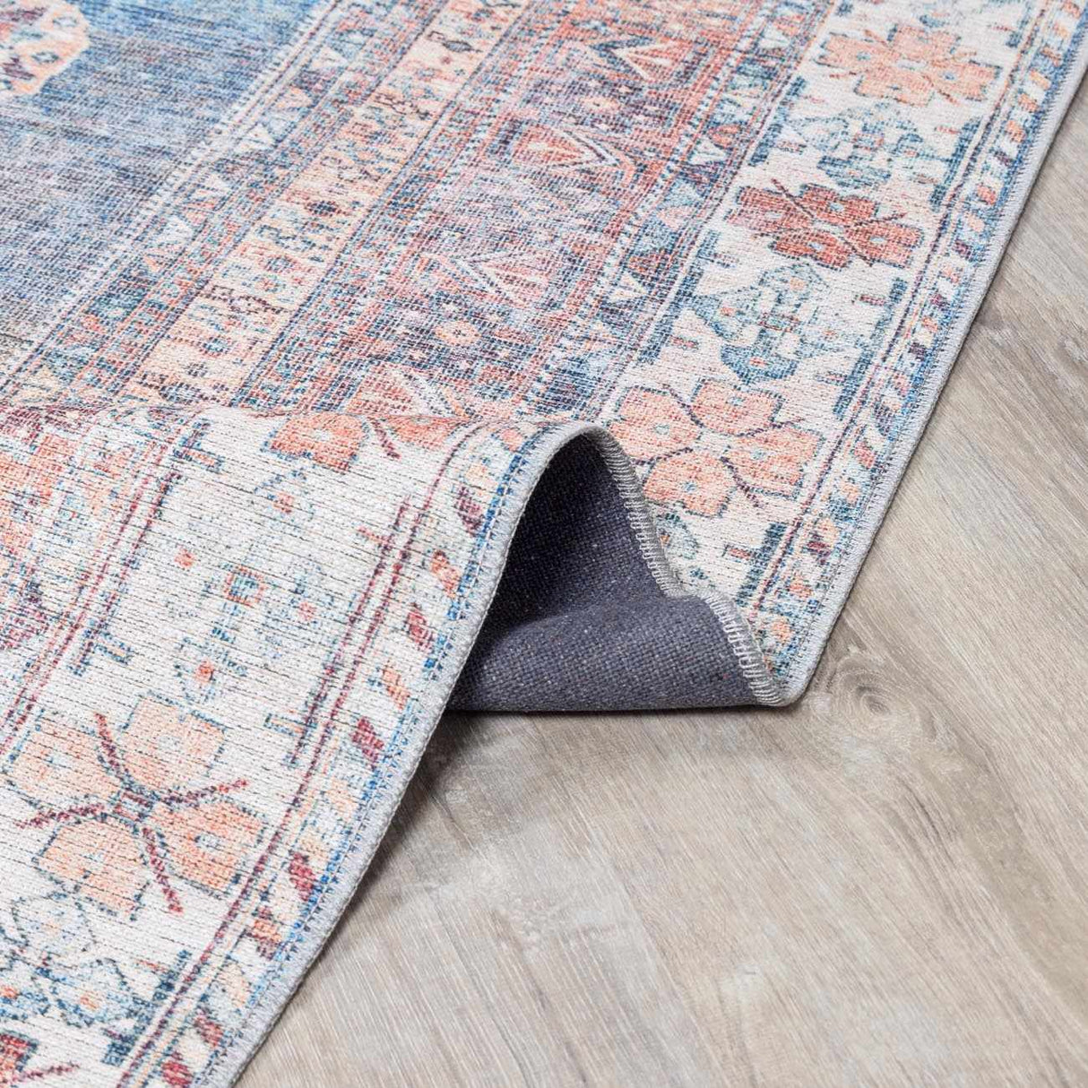 Baltinglass Rust & Blue Washable Area Rug - Clearance-Rugs-Parc Decor