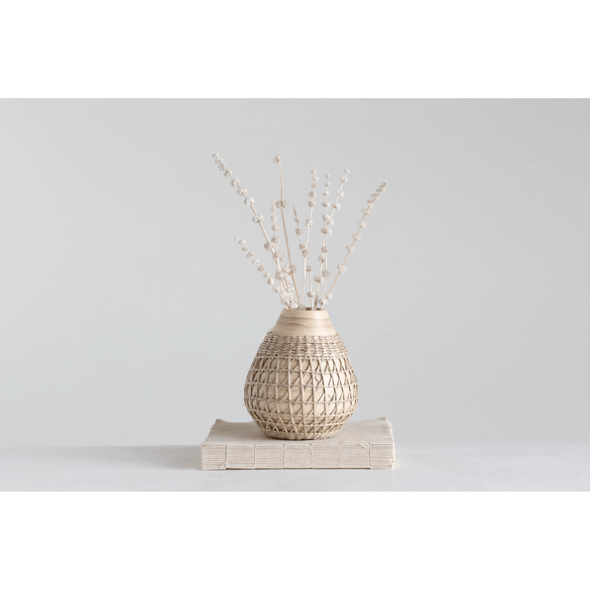 Bamboo Vase with Seagrass Weave-Vases and Jars-Parc Decor