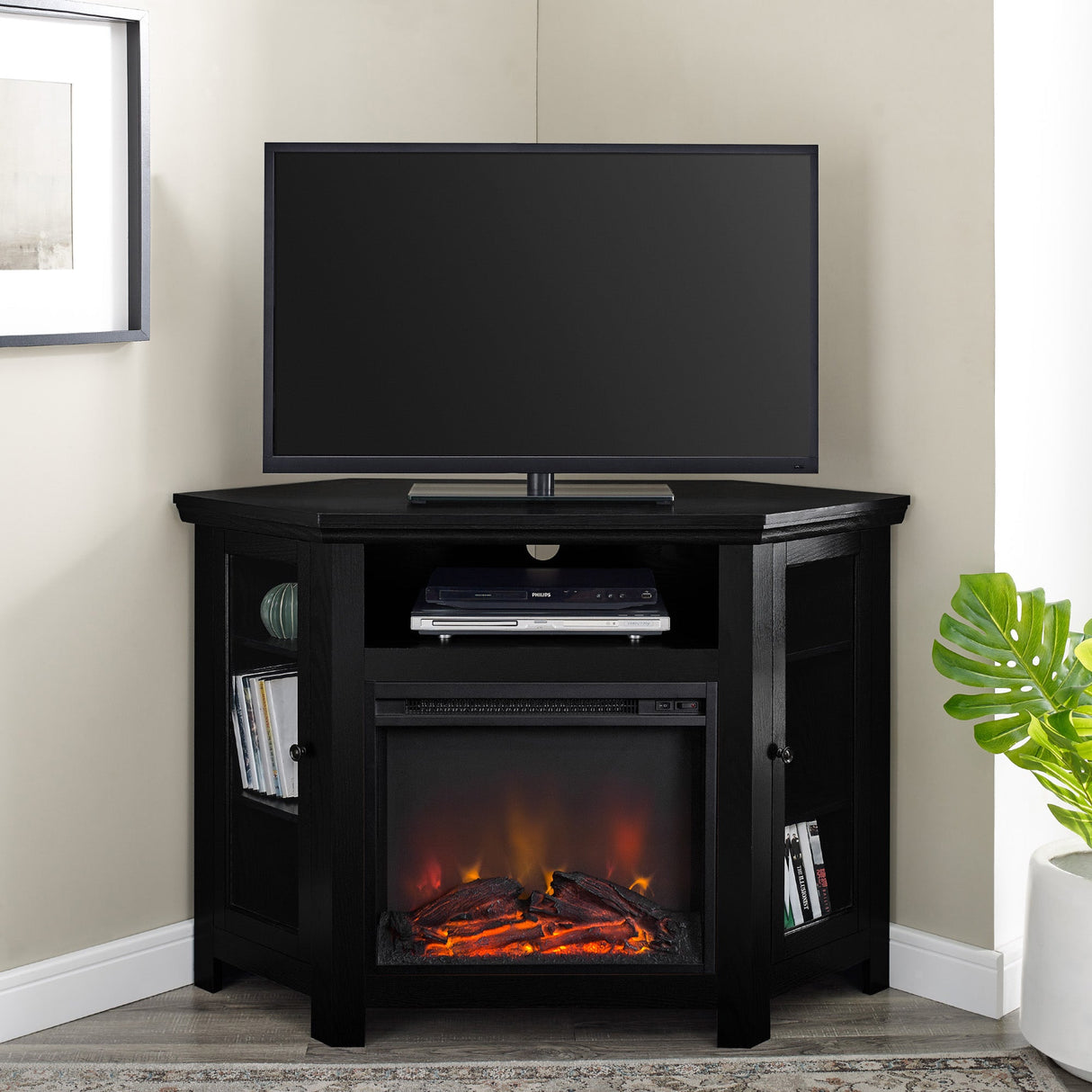 Barn 48" Wood Corner Fireplace TV Stand-Fireplace-Parc Decor