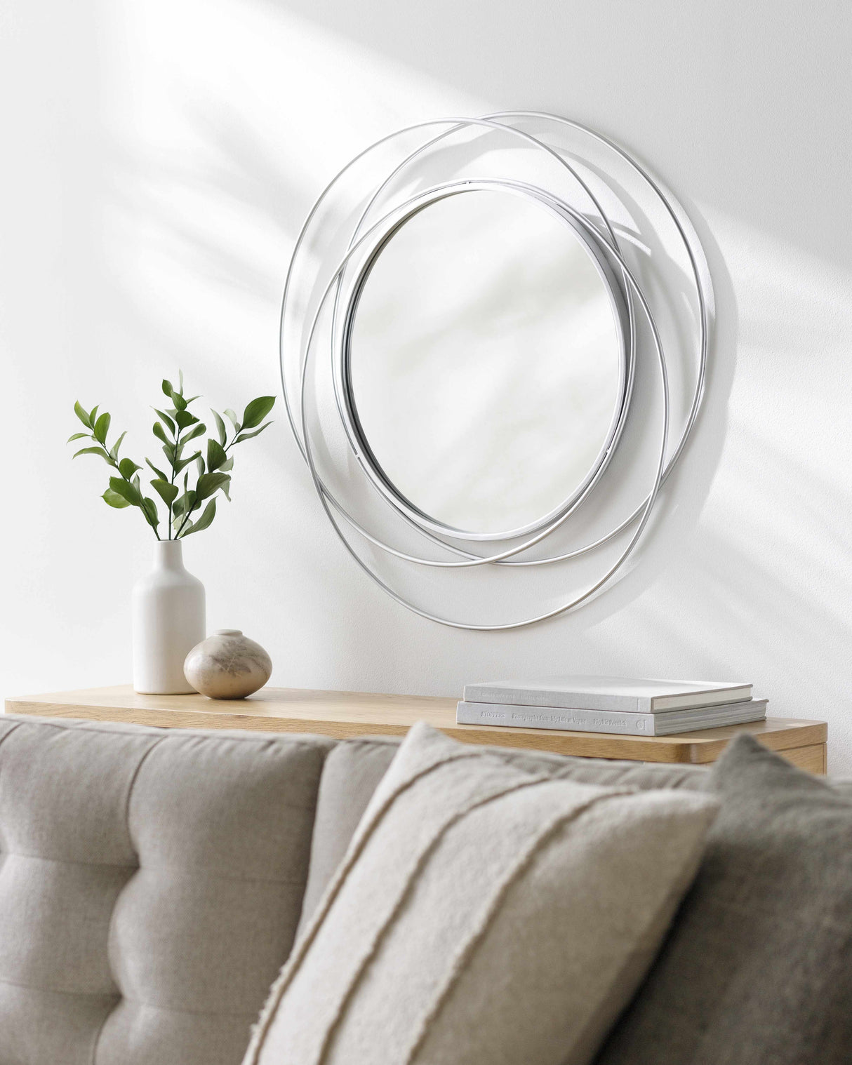 Basay Round Silver Gray Mirror-Mirrors-Parc Decor