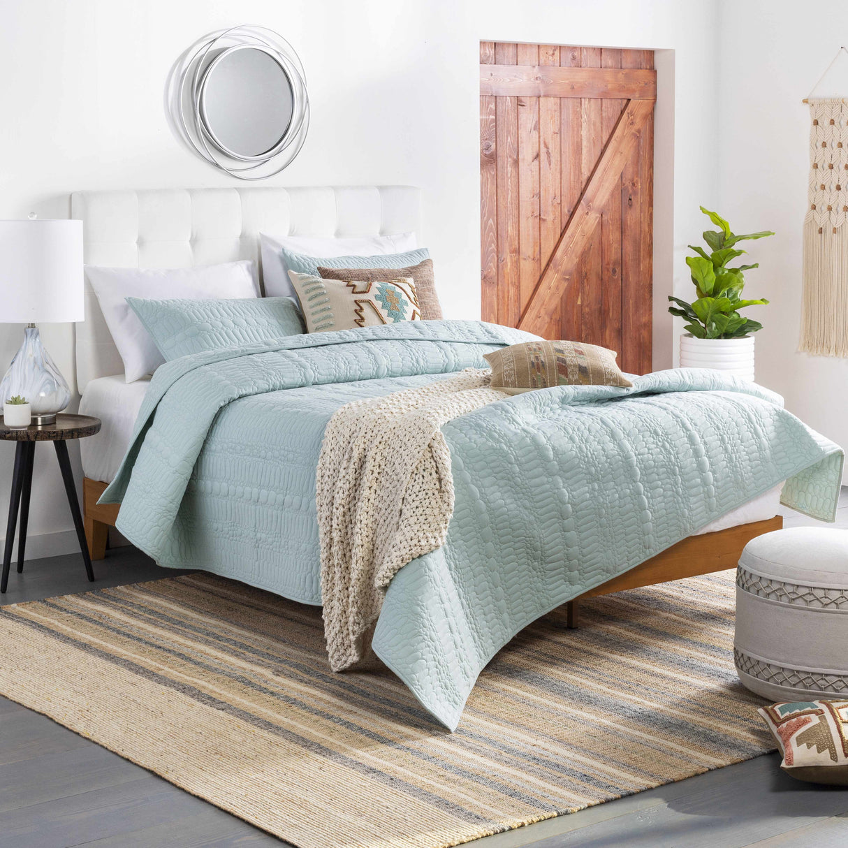 Basay Round Silver Gray Mirror-Mirrors-Parc Decor