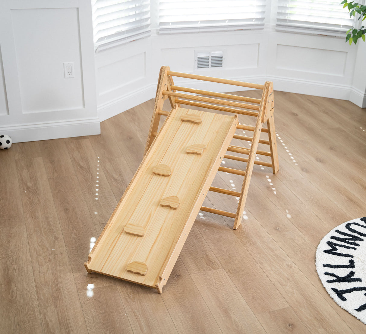 Bazel 6-in-1 Pikler Climber Set – Wooden Triangle, Rocker Arch & Slide for Toddlers-Indoor-Parc Decor