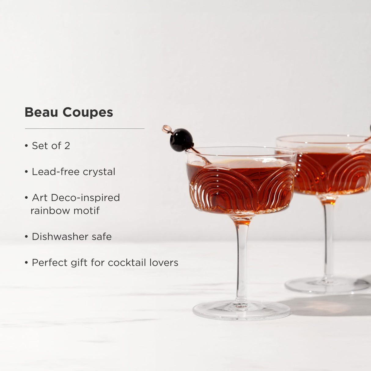 Beau Crystal Cocktail Coupes, Set of 2