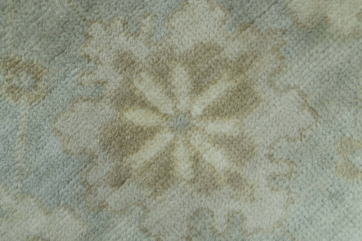 Beige And Blue Traditional Oushak Design 6x9 Hand Knotted Wool Area Rug