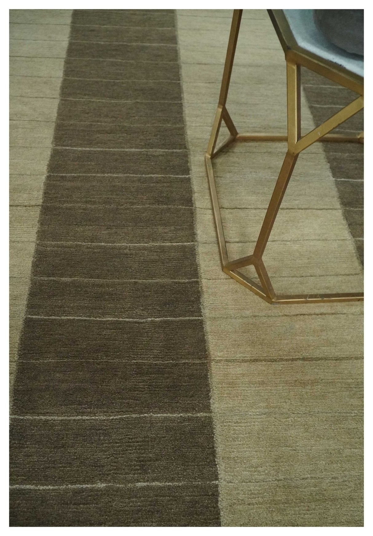 Beige and Brown Modern Geometrical Hand loom 5x8 wool and Art Silk area Rug-Area Rug-Parc Decor