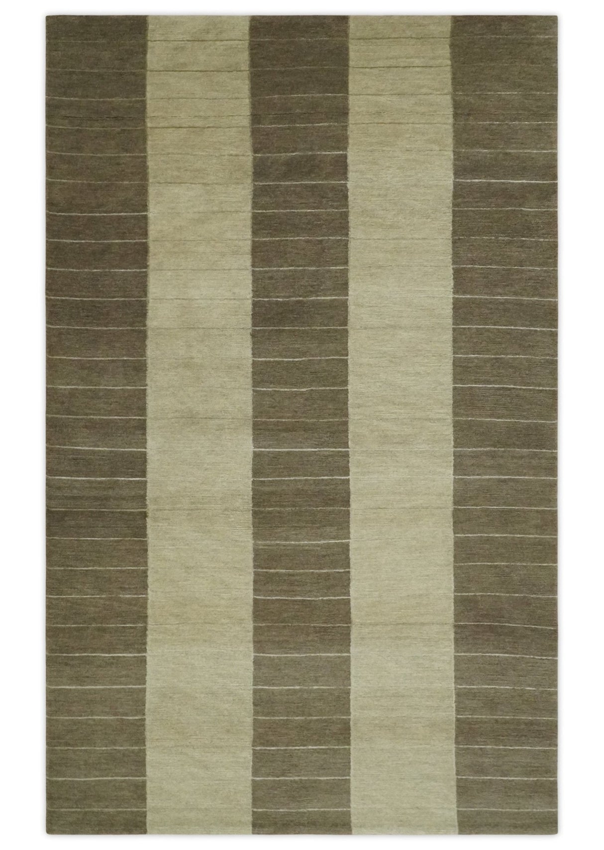 Beige and Brown Modern Geometrical Hand loom 5x8 wool and Art Silk area Rug-Area Rug-Parc Decor