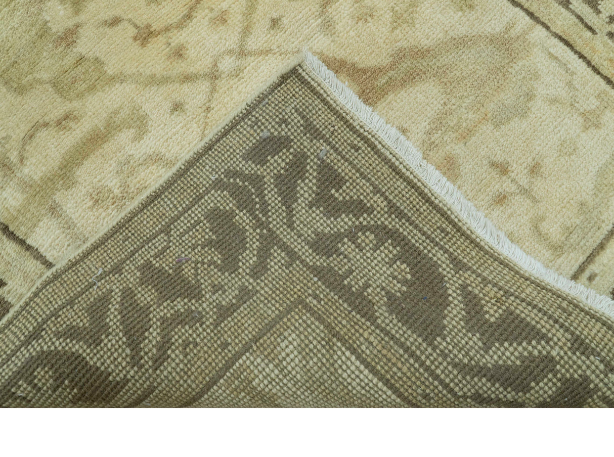 Beige And Brown Traditional Oushak Design Hand Knotted 3x5 Wool Area Rug