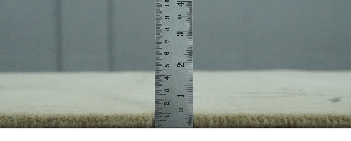 Beige and Charcoal Hand loom Crack Design 6x9 wool and Art Silk Area Rug-Area Rug-Parc Decor