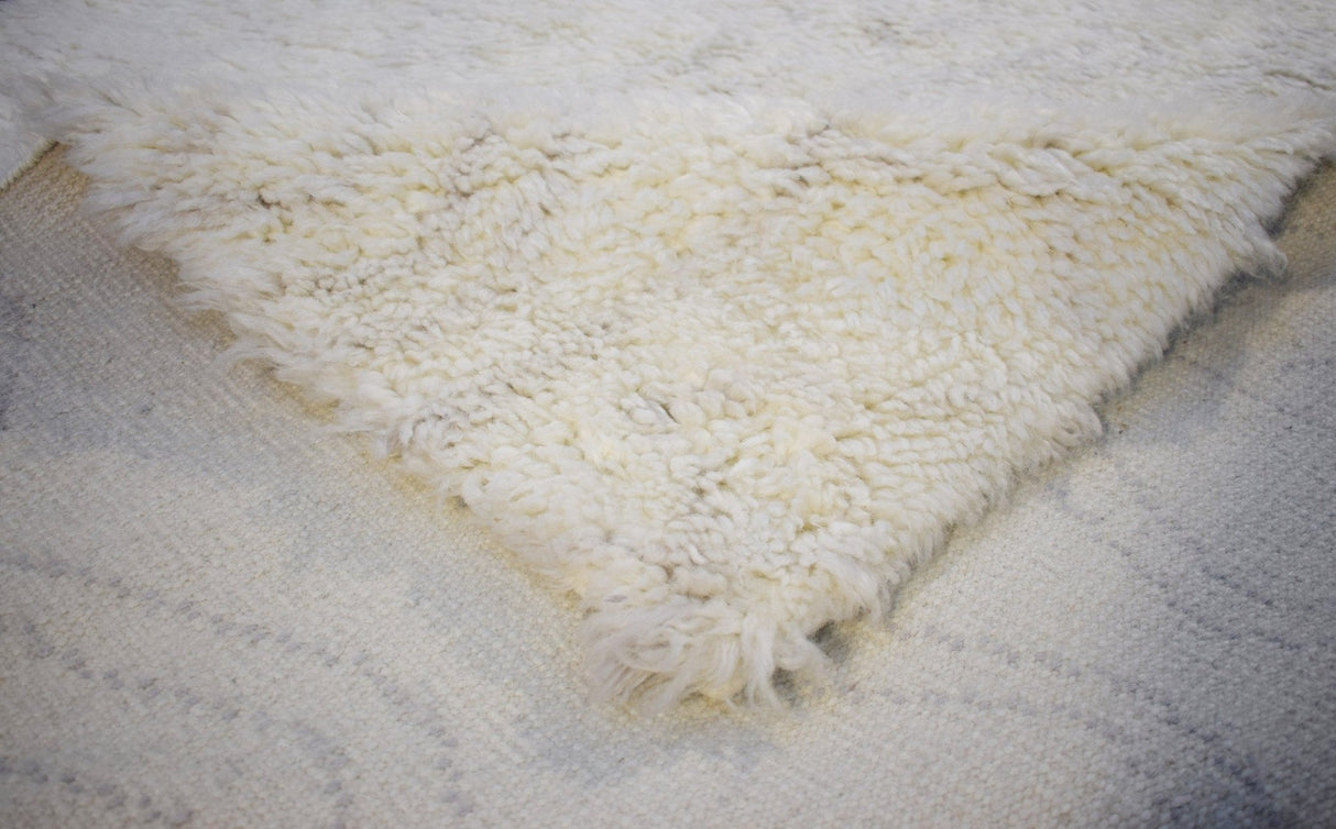 Beige and Charcoal Modern Handmade 5x8 Wool Area Rug
