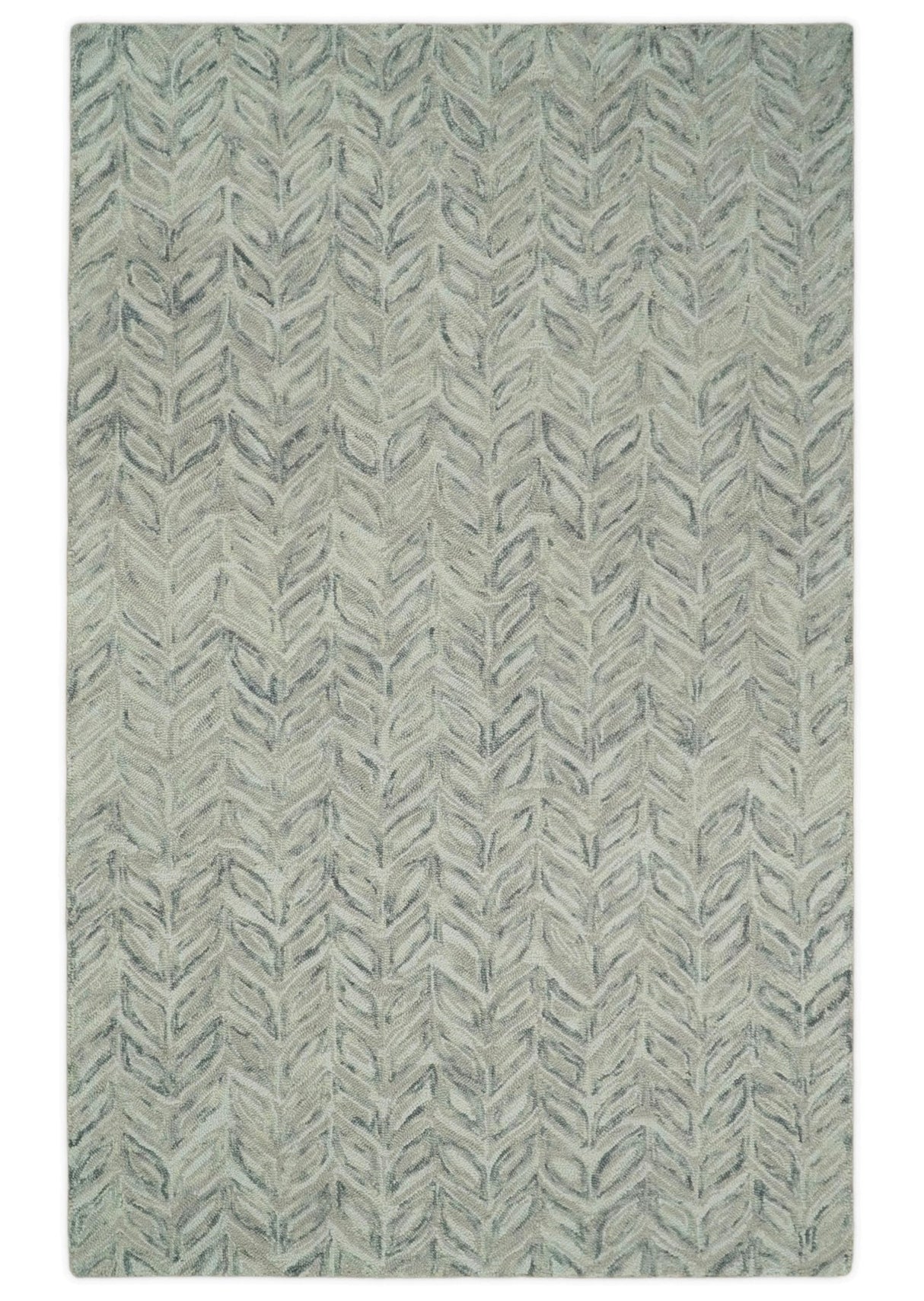 Beige and Gray Hand Tufted Modern Wool Loop Rug