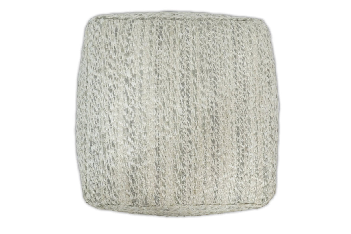 Beige and Gray Modern Chevron Handwoven Viscose Pouf