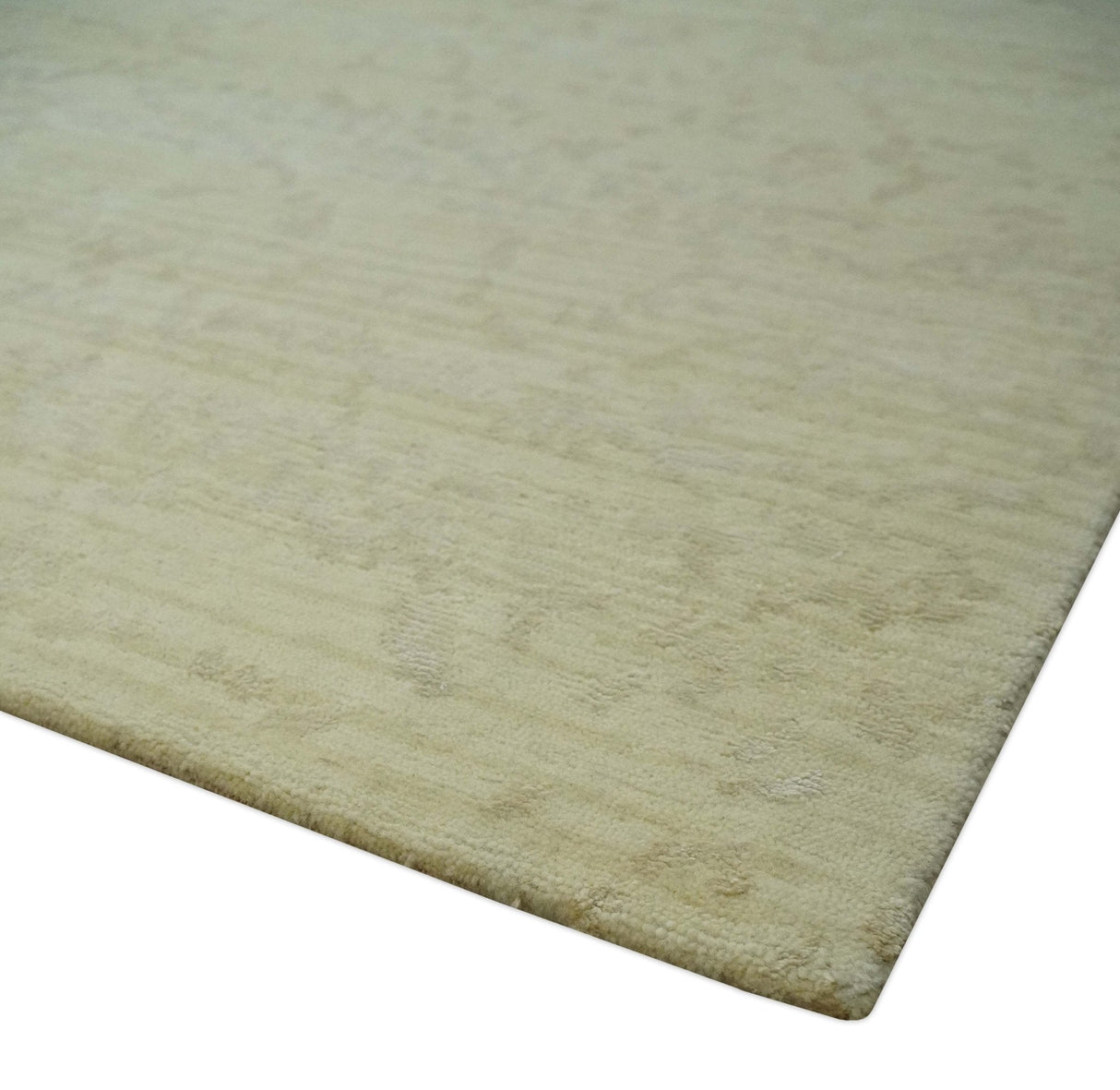 Beige and Ivory Modern Abstract Hand loom 5x8 wool And Art Silk Area Rug-Area Rug-Parc Decor