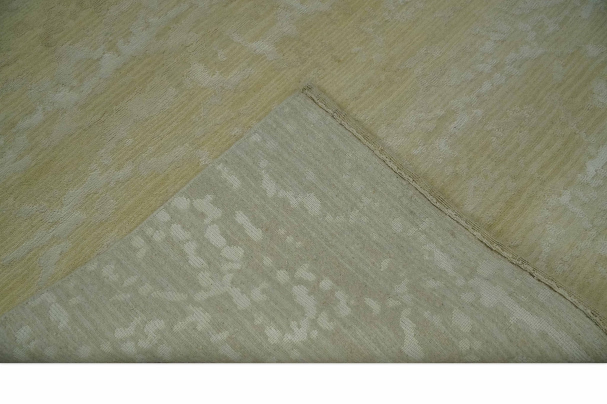 Beige and Ivory Modern Abstract Hand loom 5x8 wool And Art Silk Area Rug-Area Rug-Parc Decor