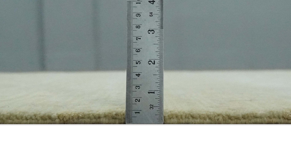 Beige and Ivory Modern Abstract Hand loom 5x8 wool And Art Silk Area Rug-Area Rug-Parc Decor