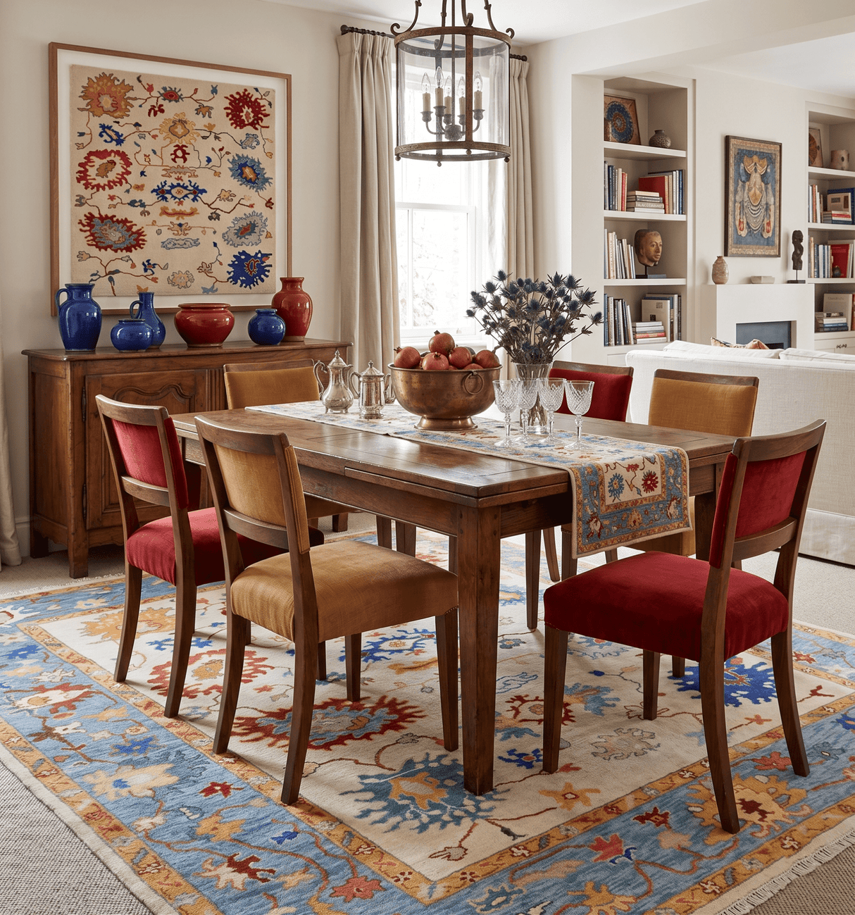 Beige, Blue and Brown Traditional Oushak Hand Knotted Custom made Wool Area Rug