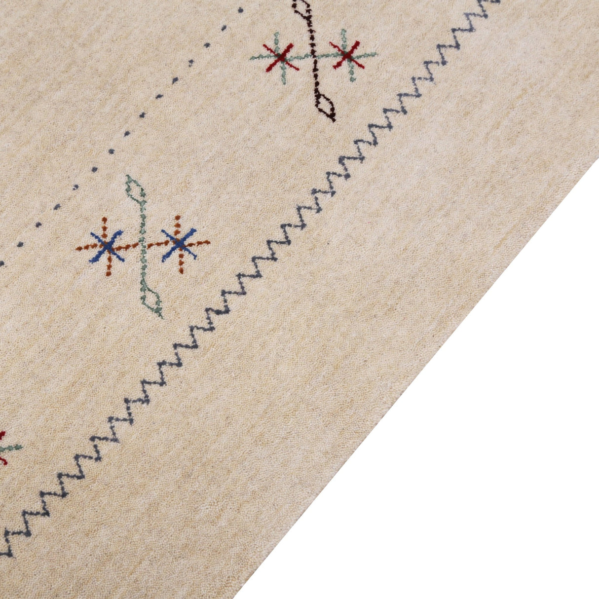 Beige Border Design Hand Loomed Wool Area Rug