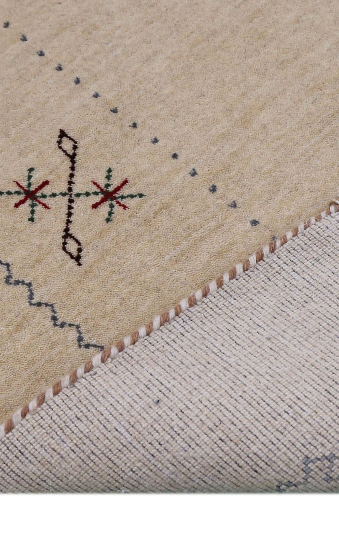 Beige Border Design Hand Loomed Wool Area Rug