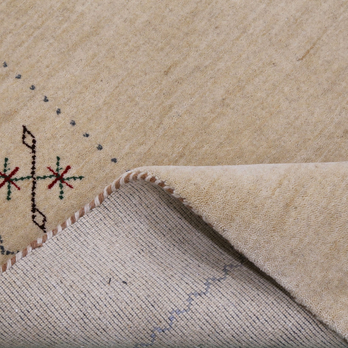 Beige Border Design Hand Loomed Wool Area Rug