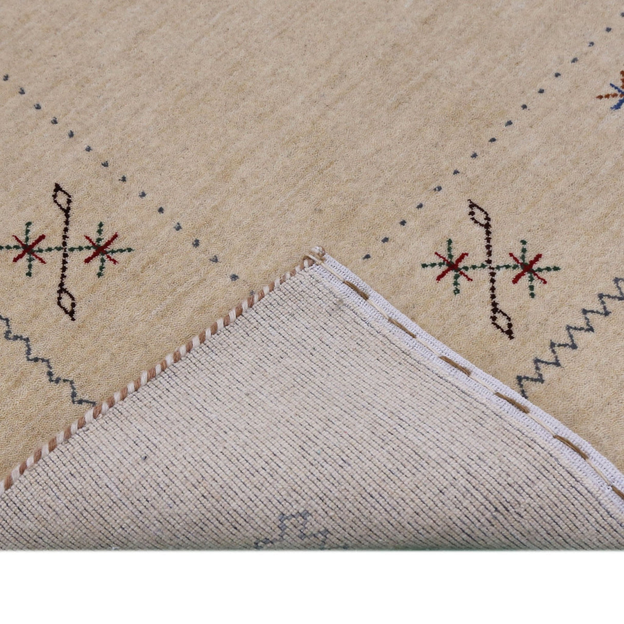 Beige Border Design Hand Loomed Wool Area Rug